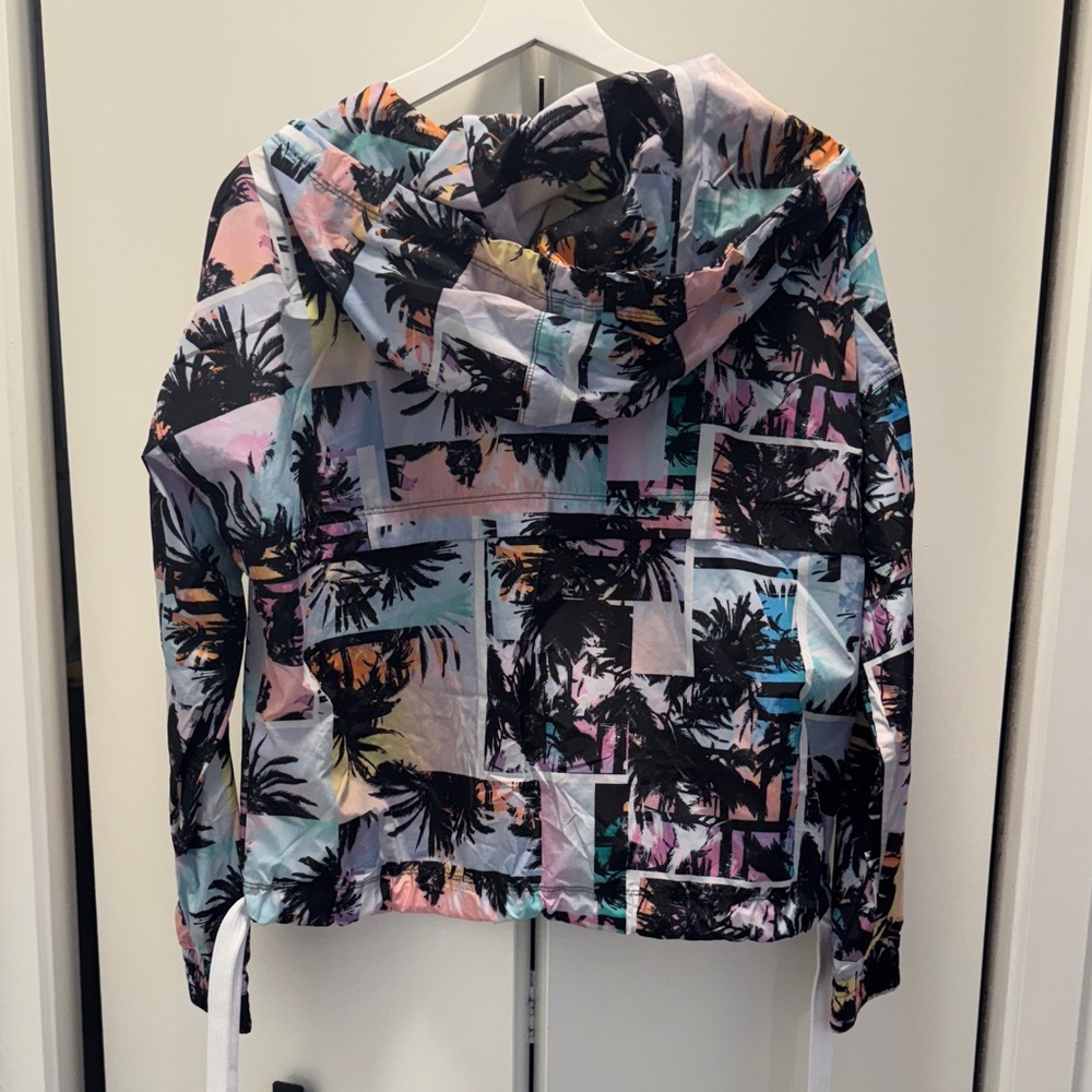 Calvin Klein Palm Print Half Zip Hooded Windbreaker Jacket